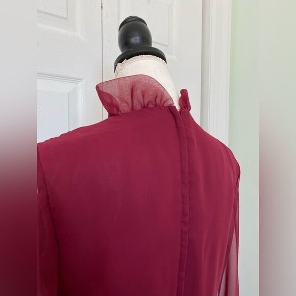 B. Altman 60s/70s Burgundy Hostess Maxi Dress - Picture 9 of 13